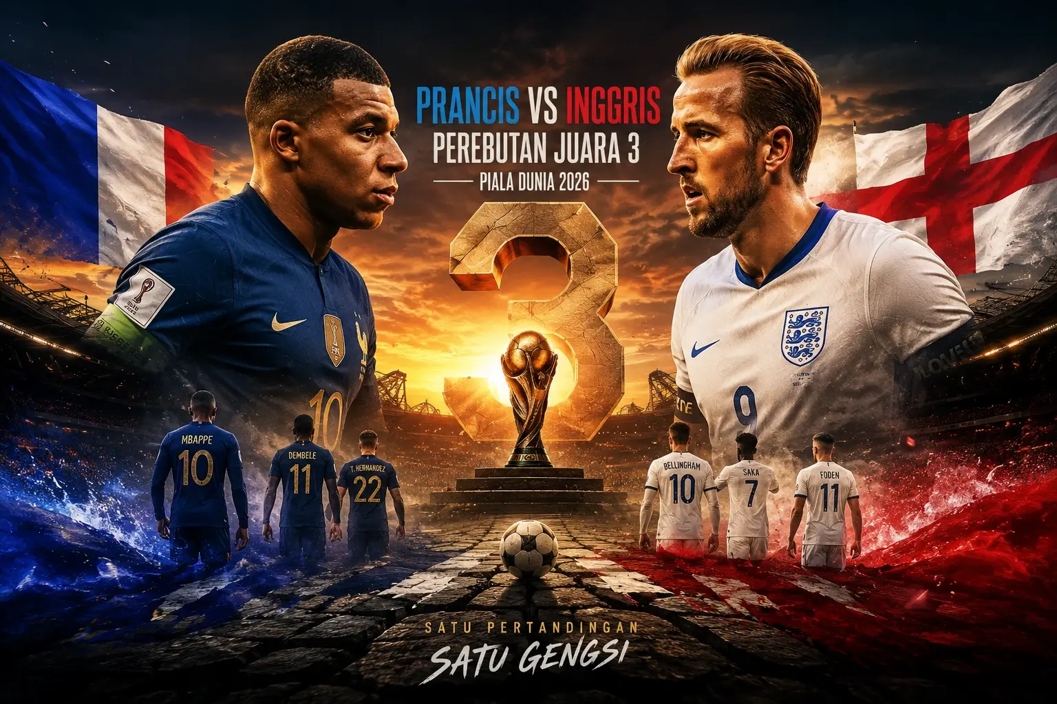 Prediksi Prancis vs Inggris Perebutan Juara 3 Piala Dunia 2026