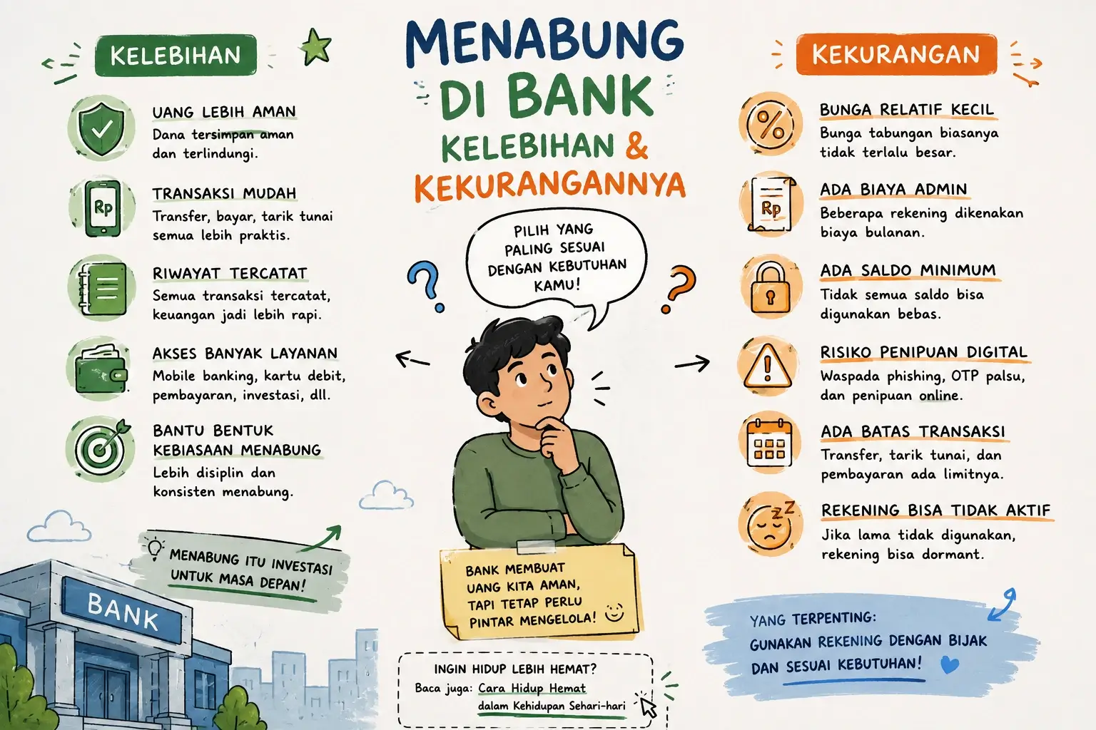 kelebihan dan kekurangan menabung di bank